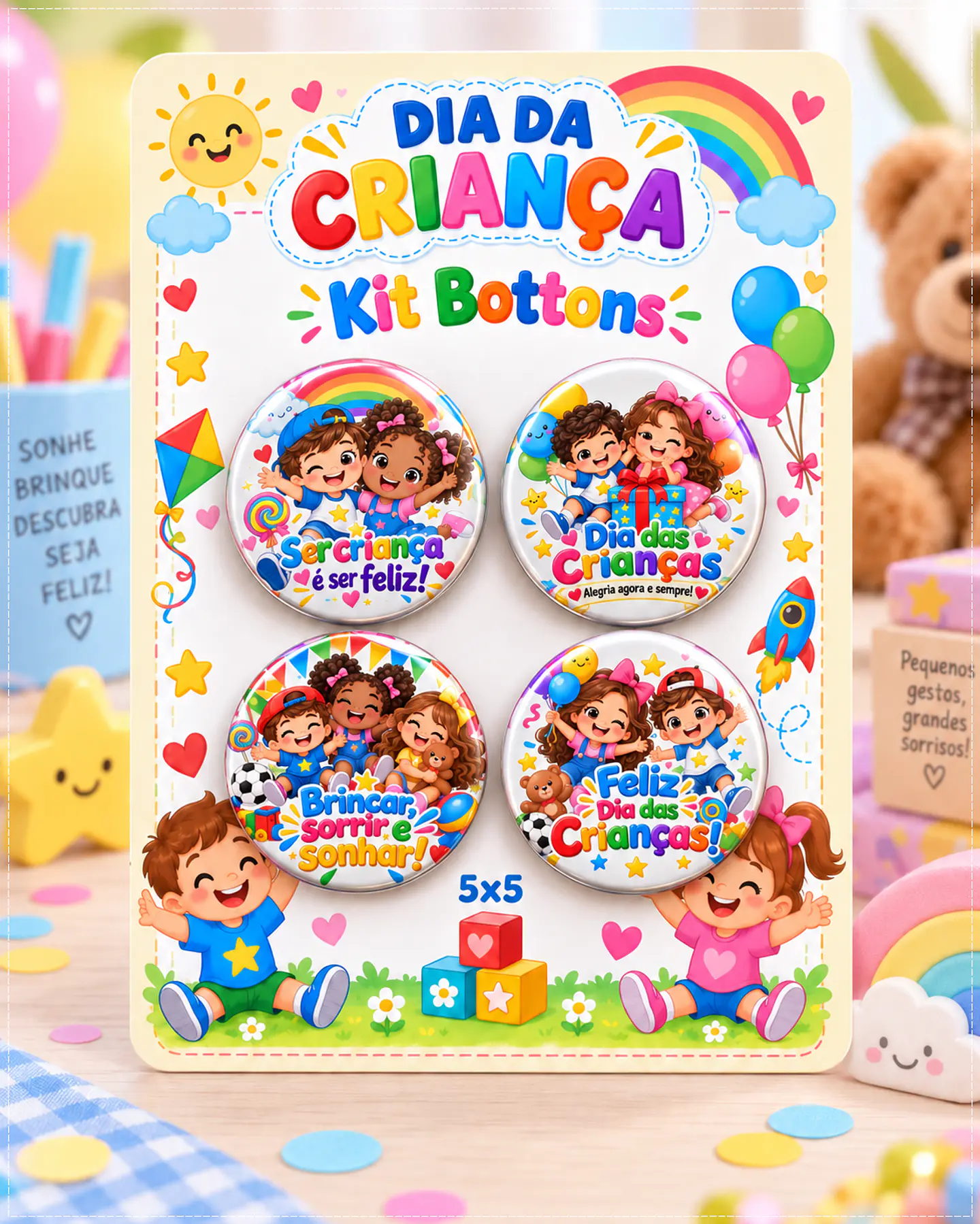 Arquivo de Corte Bottons Dia das Crianças 5x5 1 1
