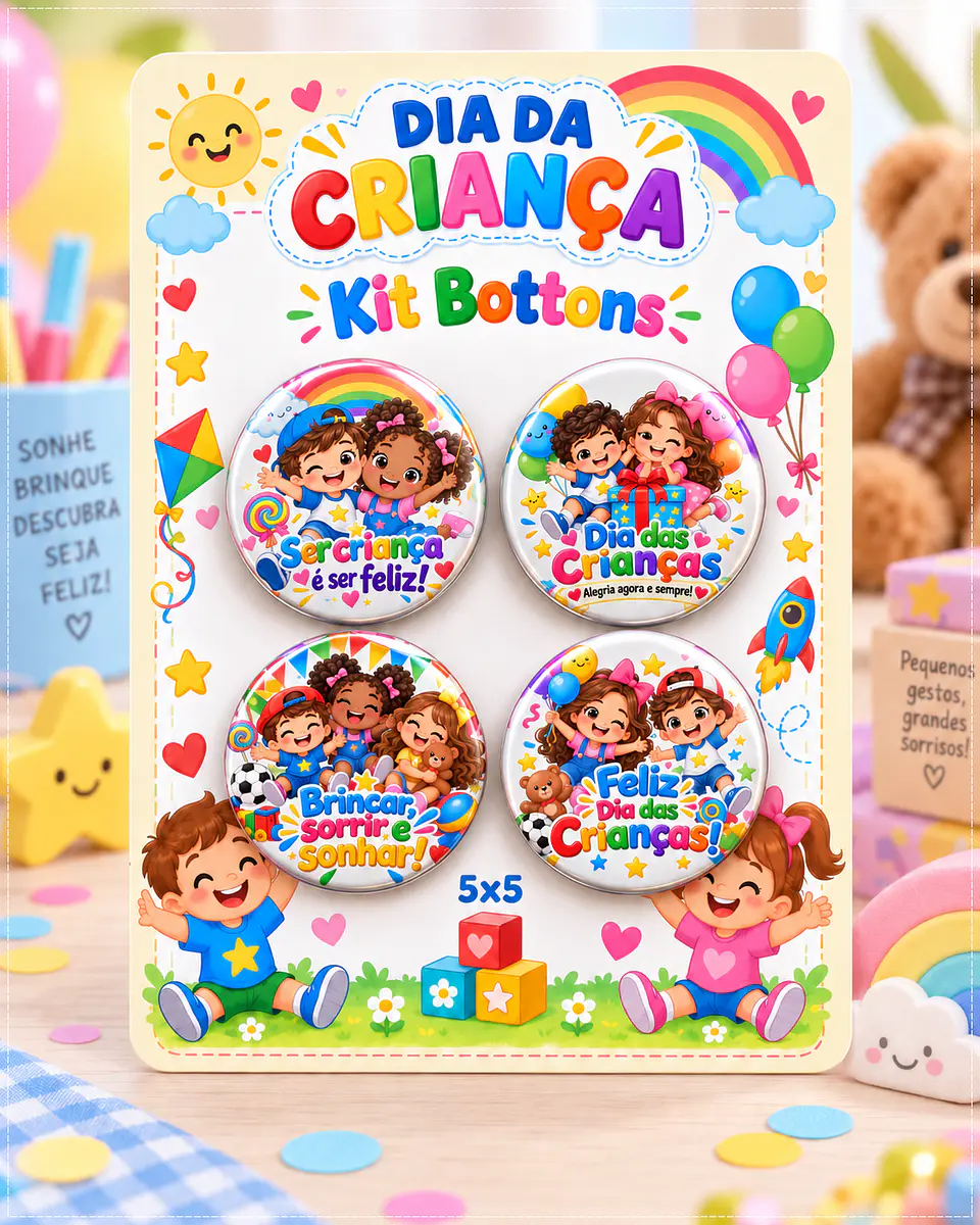 Arquivo de Corte Bottons Dia das Crianças 5x5 1 1