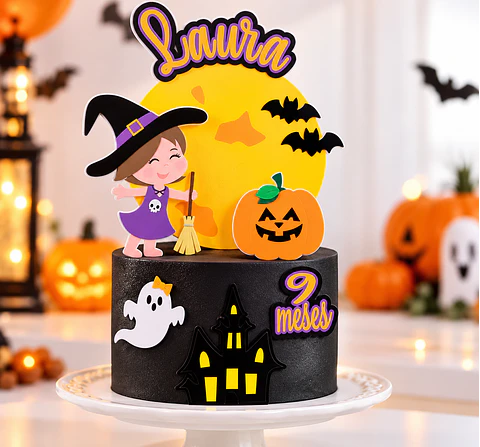 Arquivo de Corte Topo de Bolo Bruxinha Halloween 8