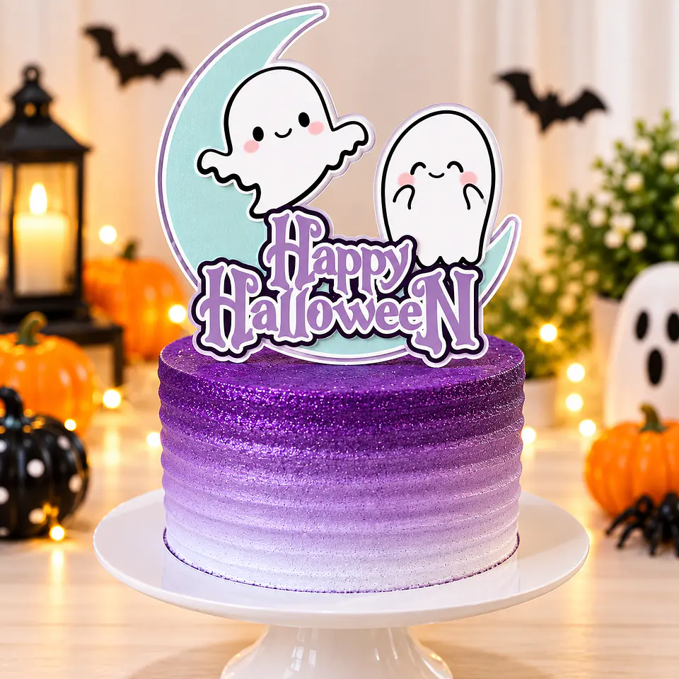 Arquivo de Corte Topo de Bolo Fantasminha Halloween 2 1