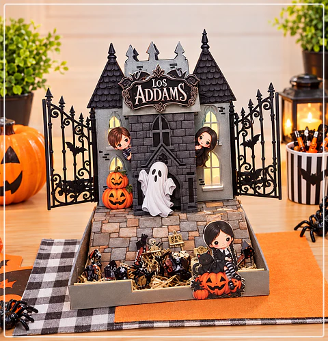 Arquivo de Corte Bandeja Familia Addams Halloween 4