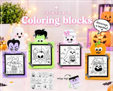 Arquivo de Corte Bloquinhos Colorir Halloween 5