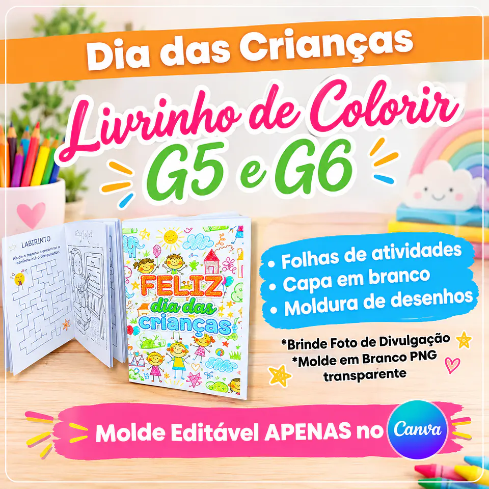 Arquivo de Corte Livro de Colorir A5 e A6 Dia das Crianças 5 1