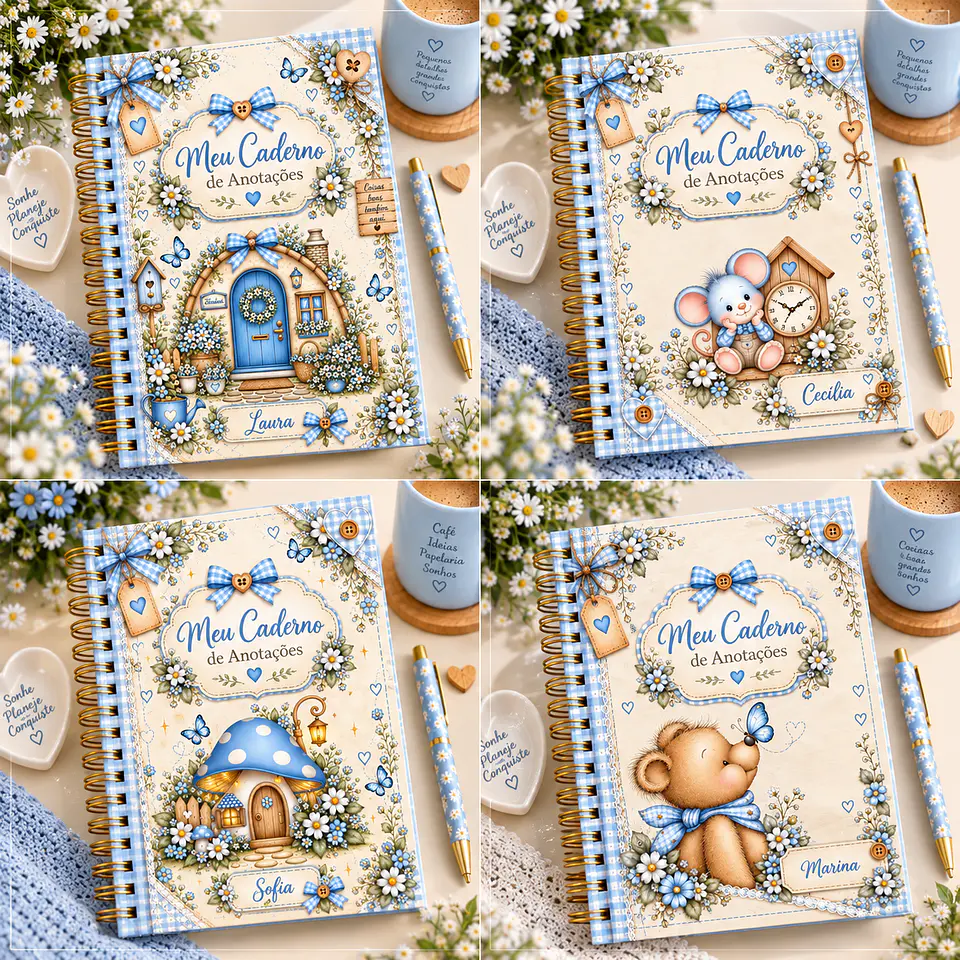 Encadernação - Caderno Coleção Meu Cantinho Azul 1