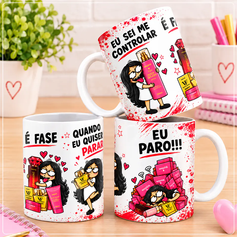 Sublimação - Caneca Eu Sei Me Controlar é Fase Wepink Liso Preto 1