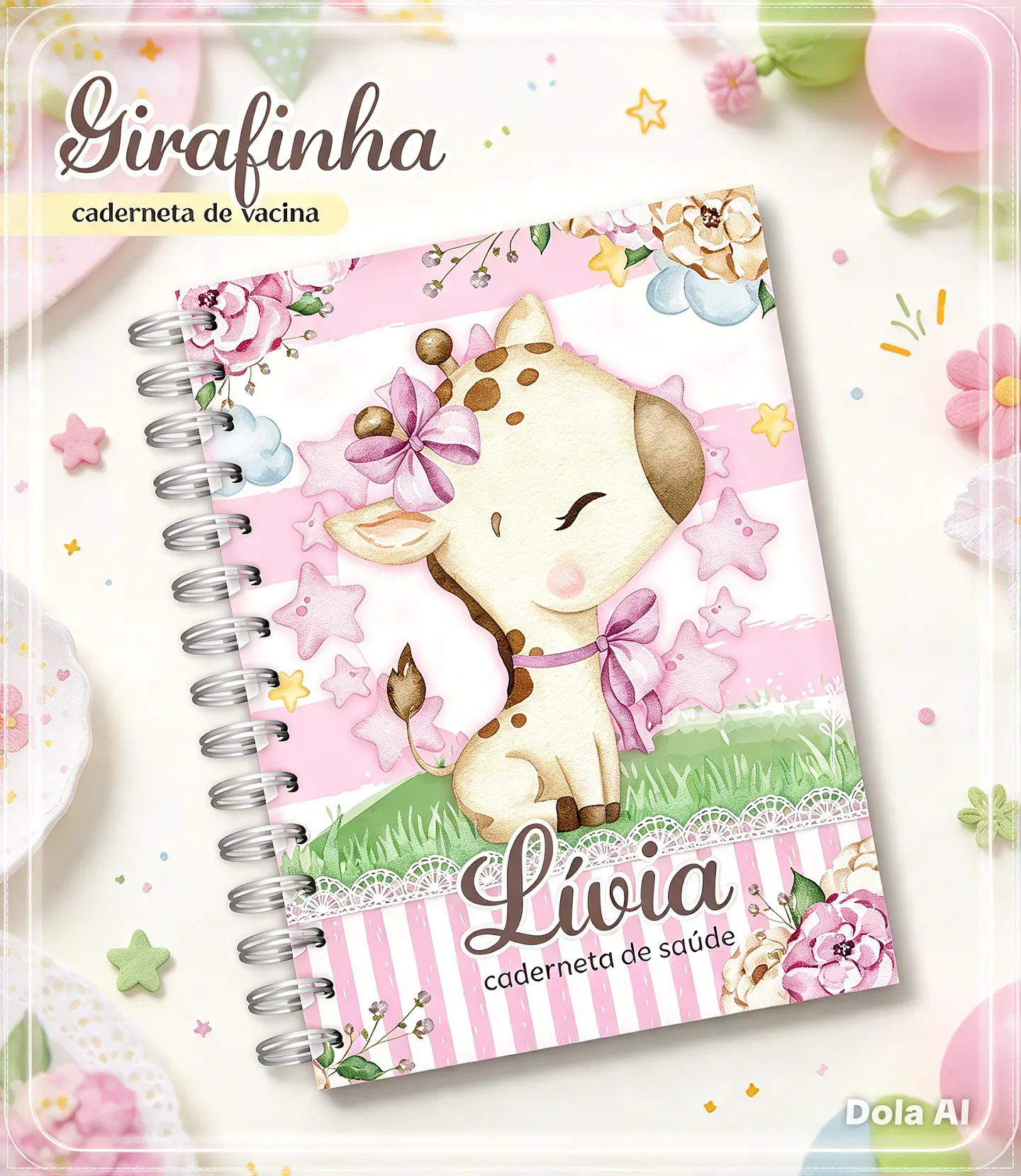Encadernação - Caderneta Girafinha Menina 1