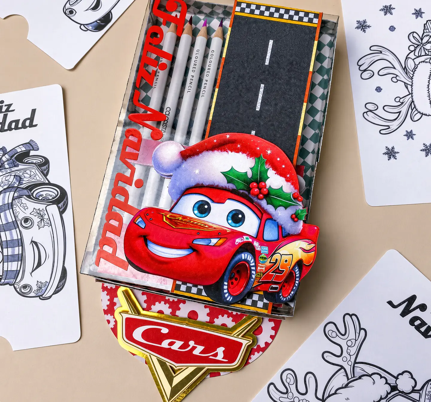 Arquivo de Corte Caixa de Atividades Carros Natal 1 1