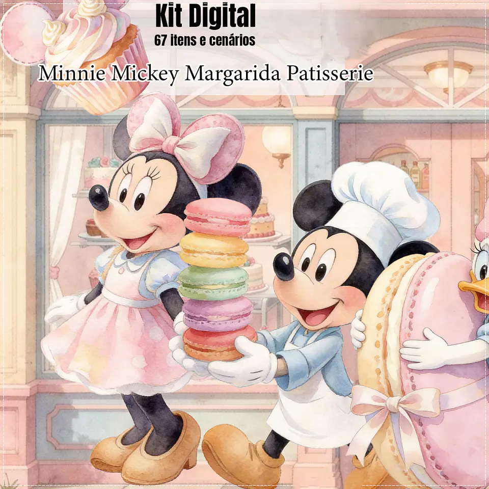 Kit Digital Minnie Mickey Margarida Patisserie 264 1