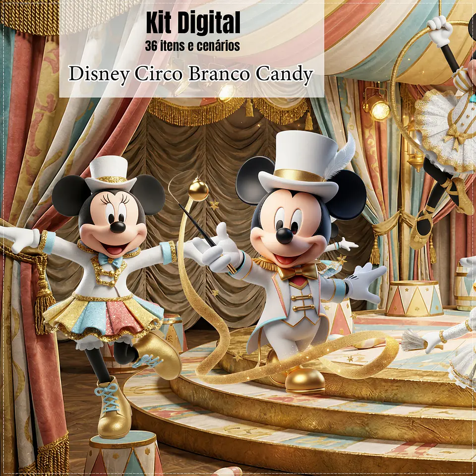 Kit Digital Disney Circo Branco Candy 263 1