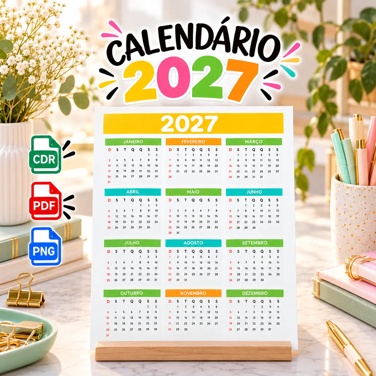Arquivo de Corte Calendário 27 2 1