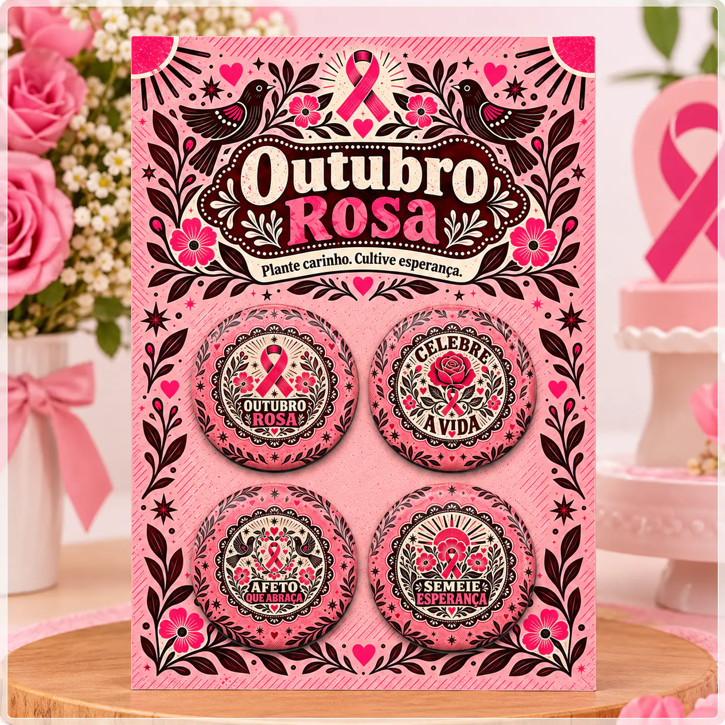 Arquivo de Corte Bottons Outubro Rosa 5 1