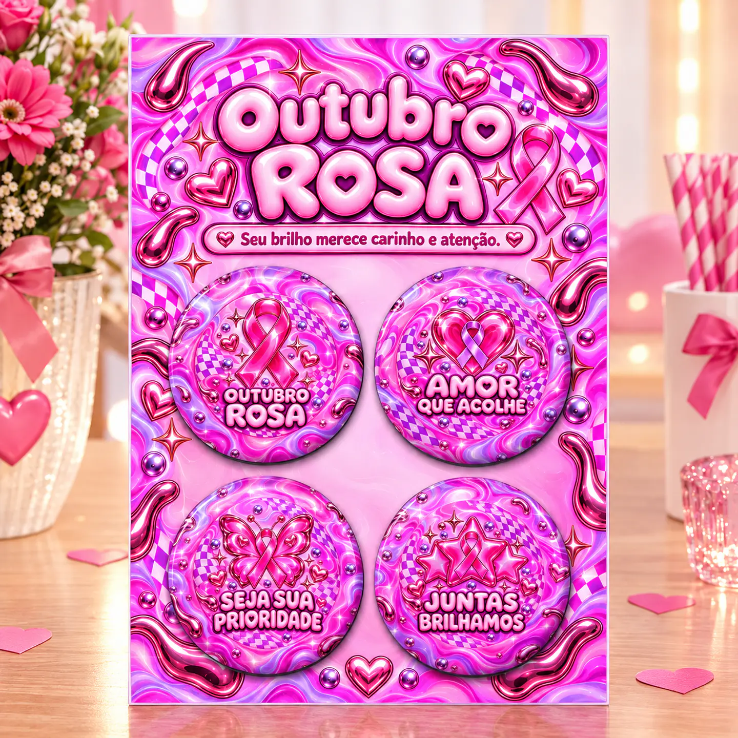 Arquivo de Corte Bottons Outubro Rosa 9 1