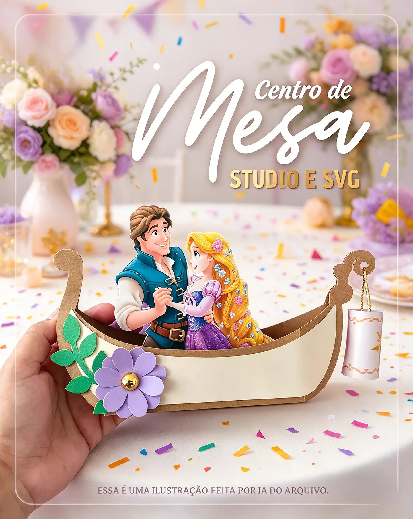 Arquivo de Corte Centro de Mesa Barco Enrolados Rapunzel 51 1