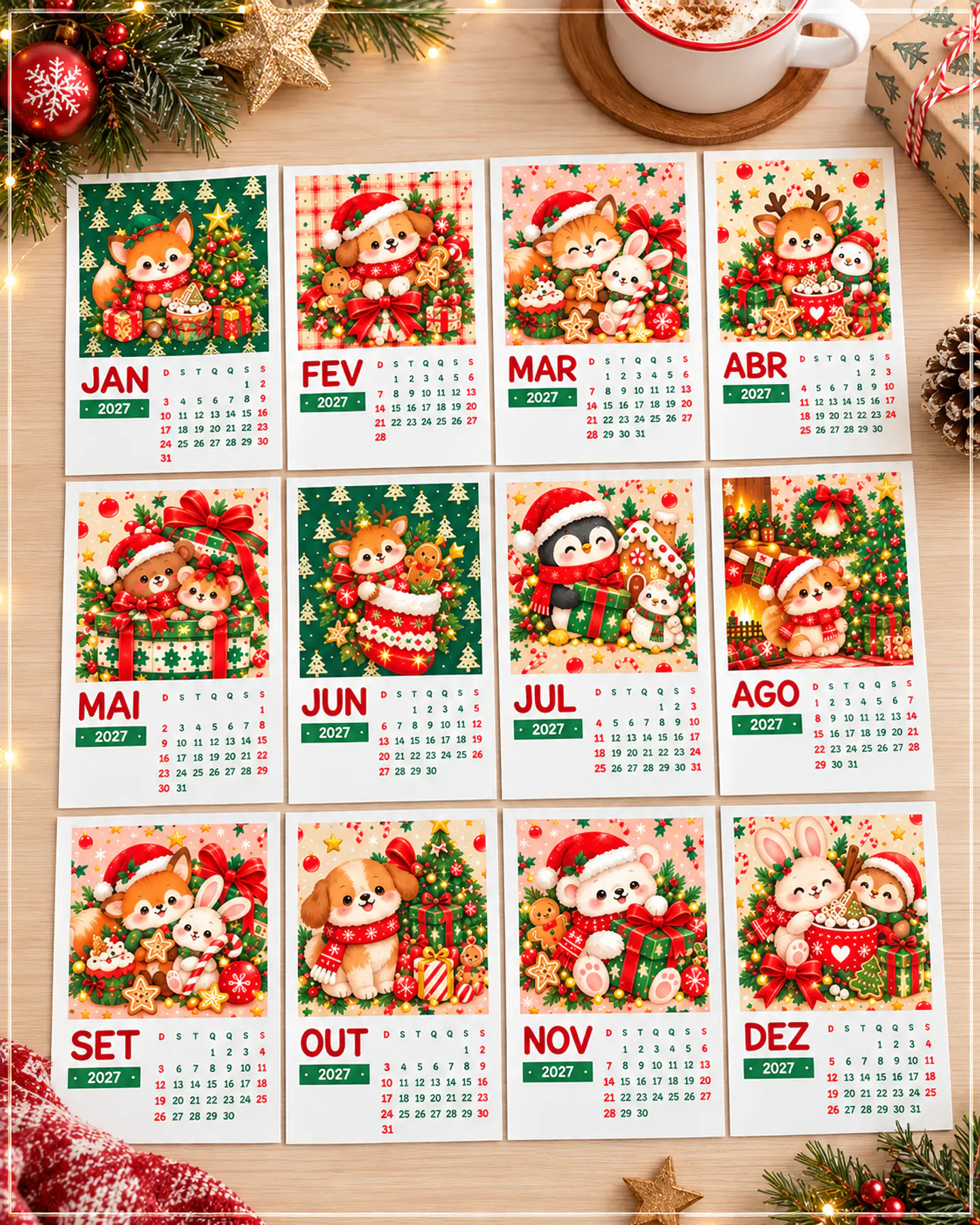 Arquivo de Corte Calendários Polaroid Magnético Natal 1 1