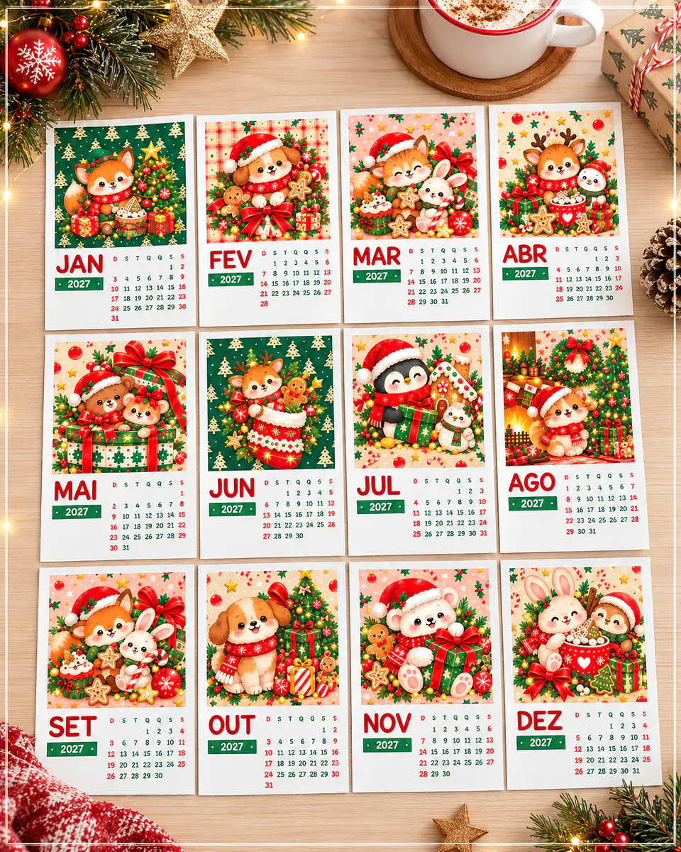Arquivo de Corte Calendários Polaroid Magnético Natal 1 1