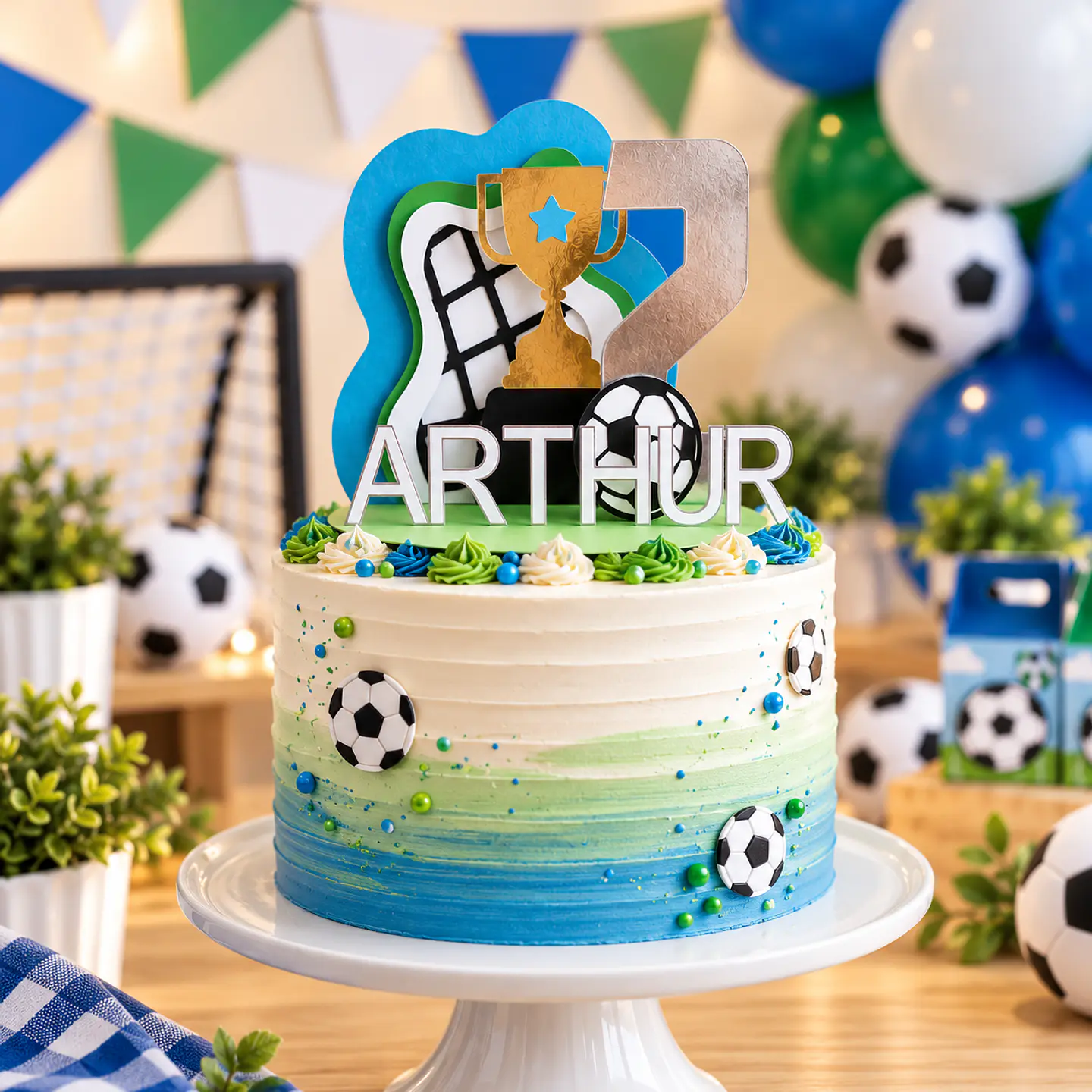 Arquivo de Corte Topo de Bolo Cenário Vela Futebol 2 1