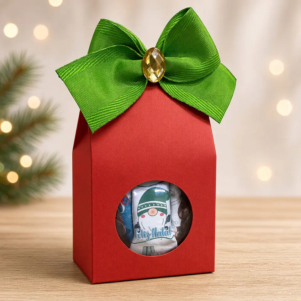 Arquivo de Corte Molde Caixa Bolinha Laço Natal 6 1