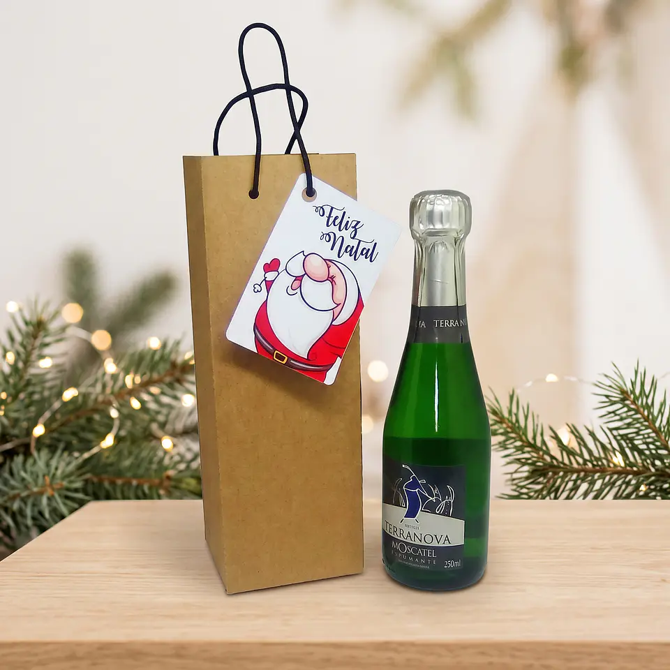 Arquivo de Corte Cx Bebida Sacola para Mini Espumante Vinho Natal 6 1