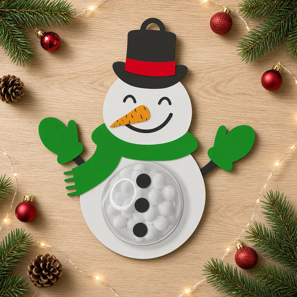 Arquivo de Corte Blister Pacote Natalino Boneco de Neve Suporte para Doces Natal 1 1