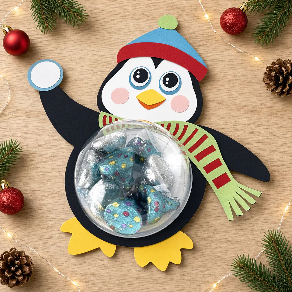 Arquivo de Corte Blister Pinguim com Esfera Natal 2 1
