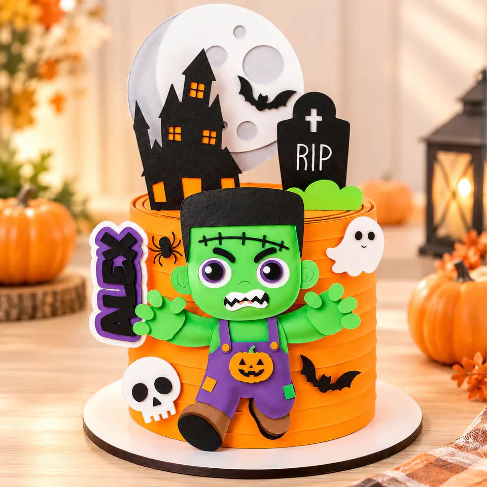Arquivo de Corte Topo de Bolo Halloween Frankenstein Baby 1 1