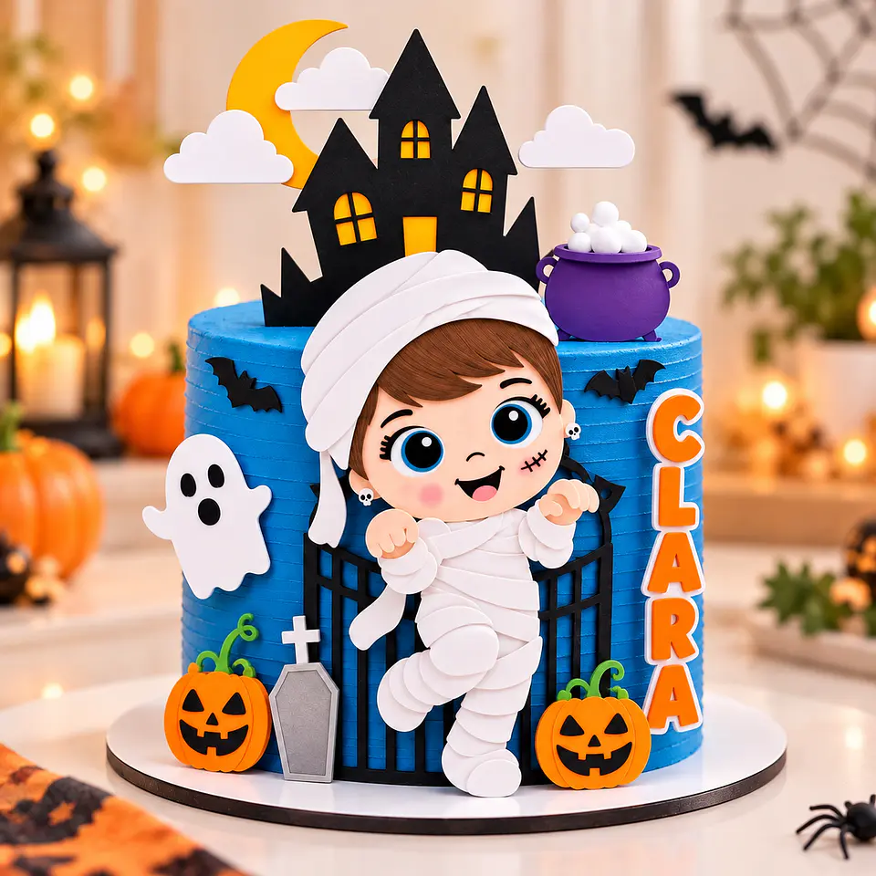 Arquivo de Corte Topo de Bolo Halloween Múmia Menina 2 1