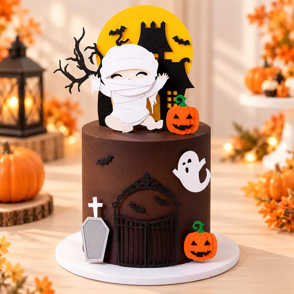 Arquivo de Corte Topo de Bolo Halloween Múmia 1 1