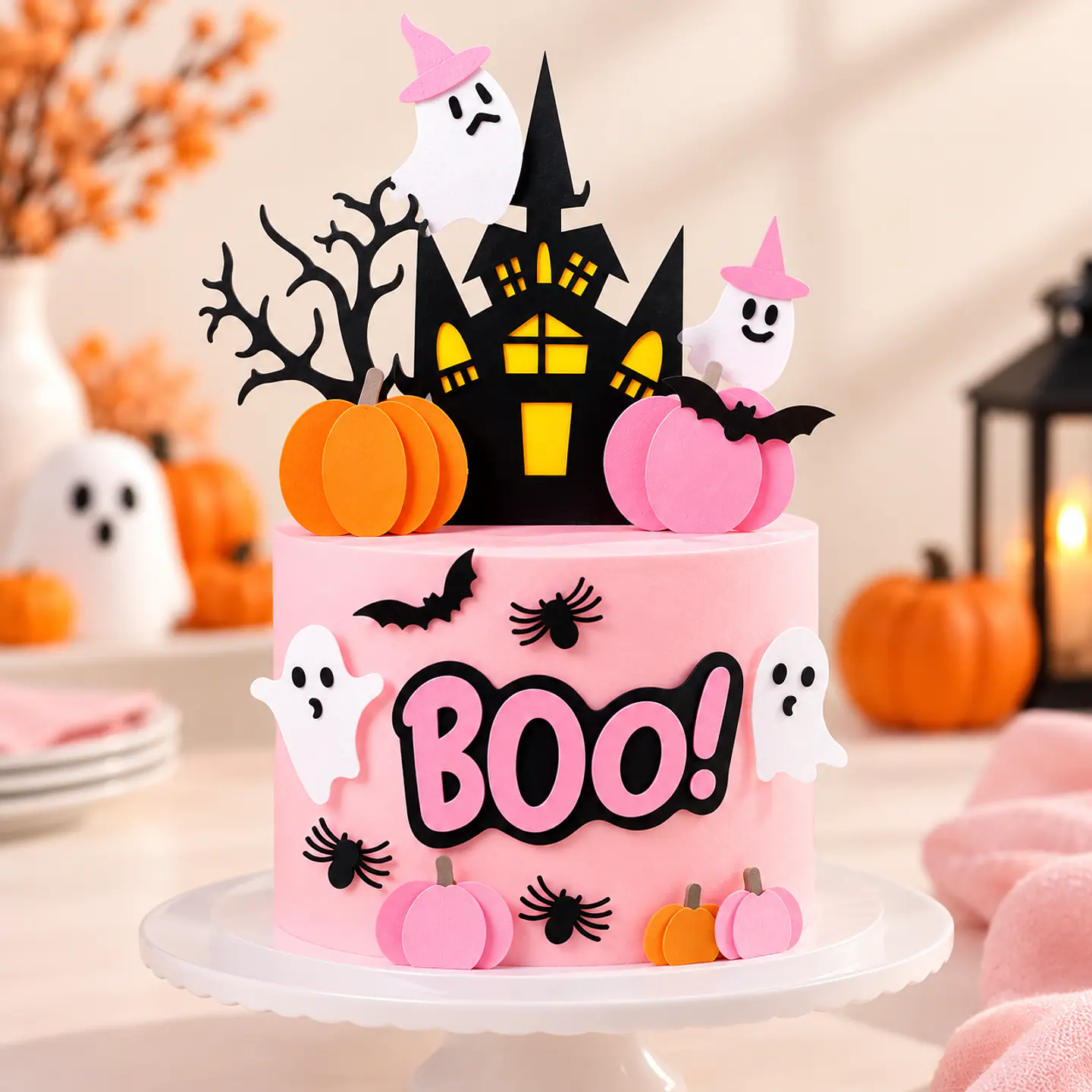 Arquivo de Corte Topo de Bolo Halloween Fantaminha Rosa 1 1
