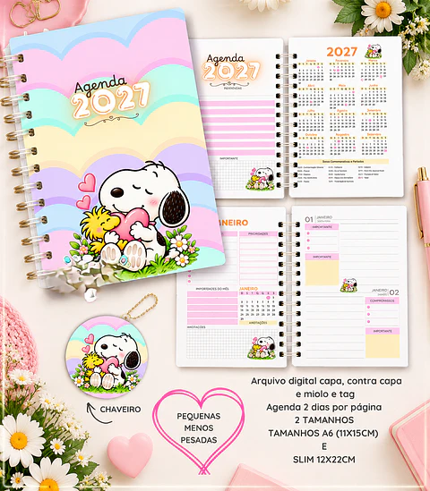 Encadernação - Agenda Snoopy A6 e Slim