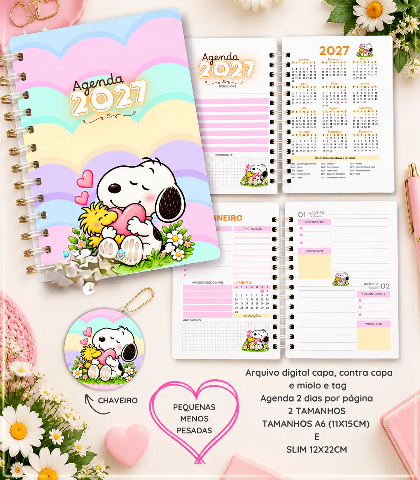 Encadernação - Agenda Snoopy A6 e Slim 1