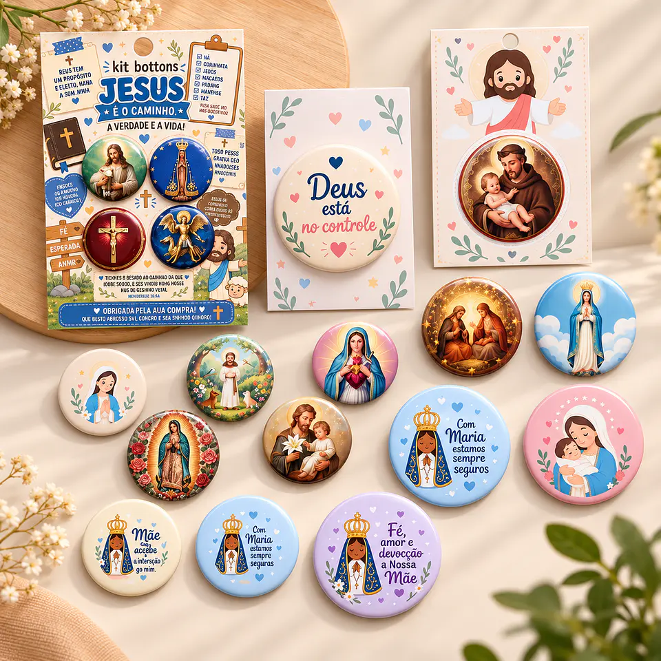 Arquivo de Corte Bottons e Cards Católicos 3 1
