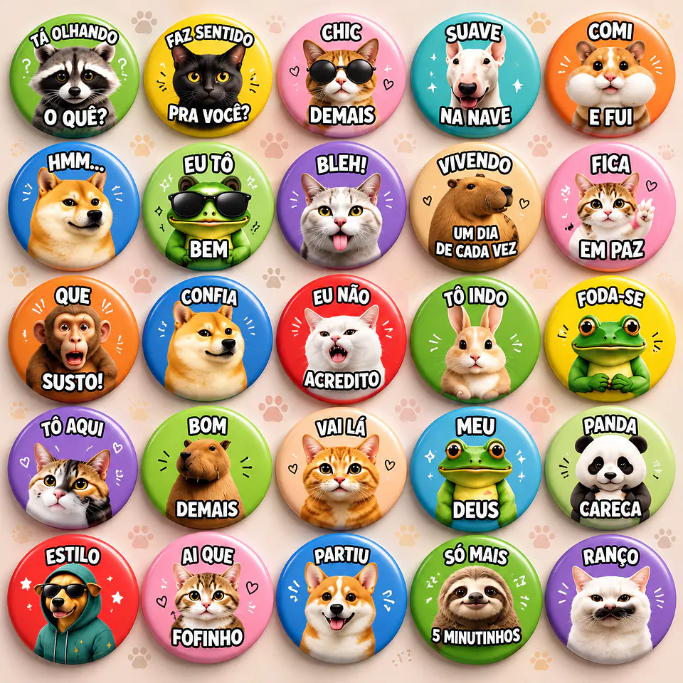 Arquivo de Corte Bottons Animais Memes 1 1
