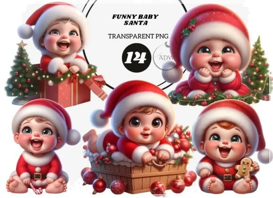 Kit Digital Funny Baby Santa Natal 10 1