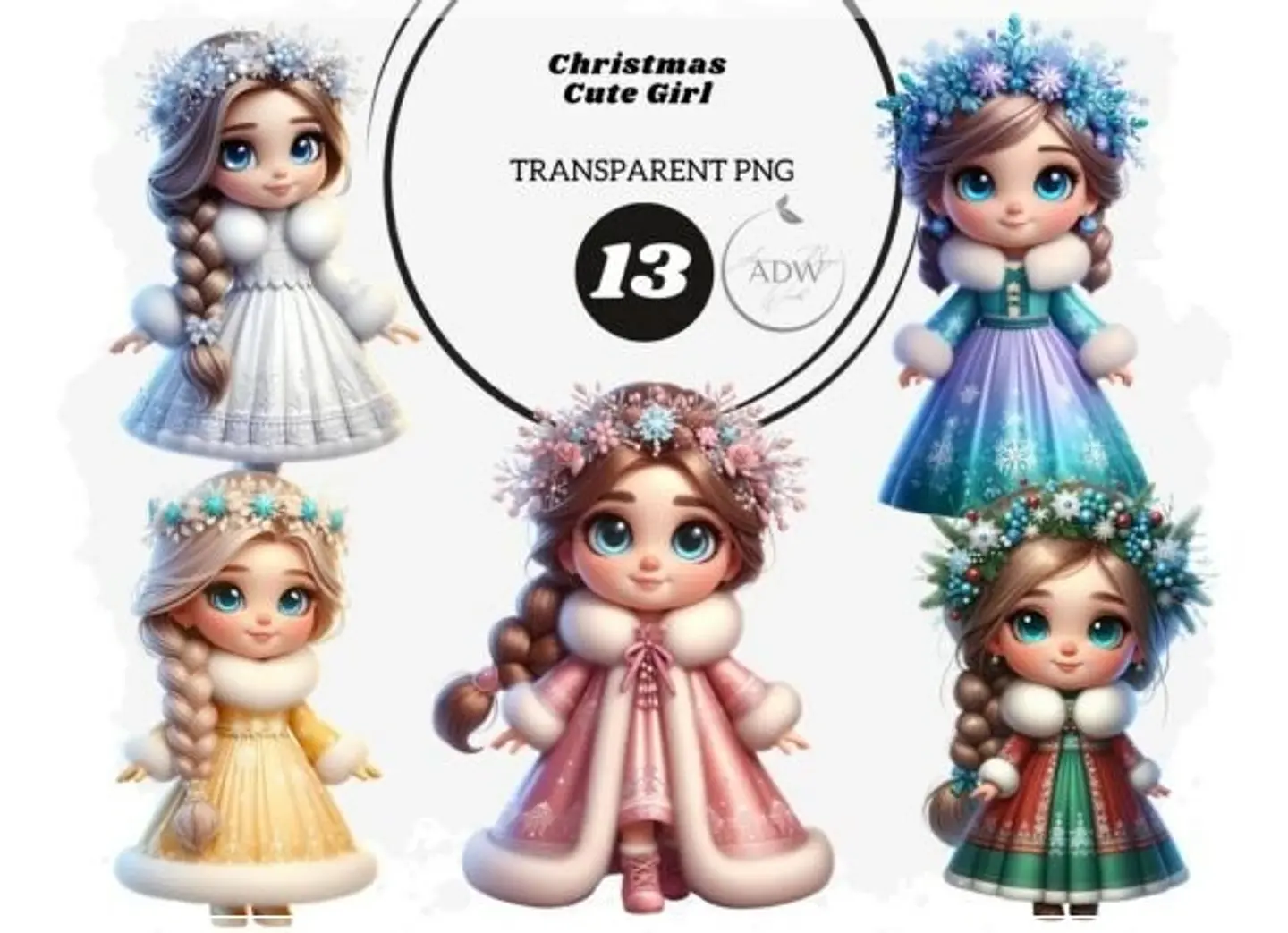 Kit Digital Christmas Cute Girl Natal 5 1