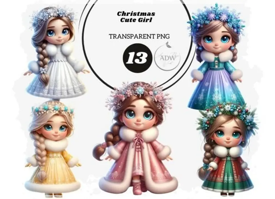 Kit Digital Christmas Cute Girl Natal 5 1