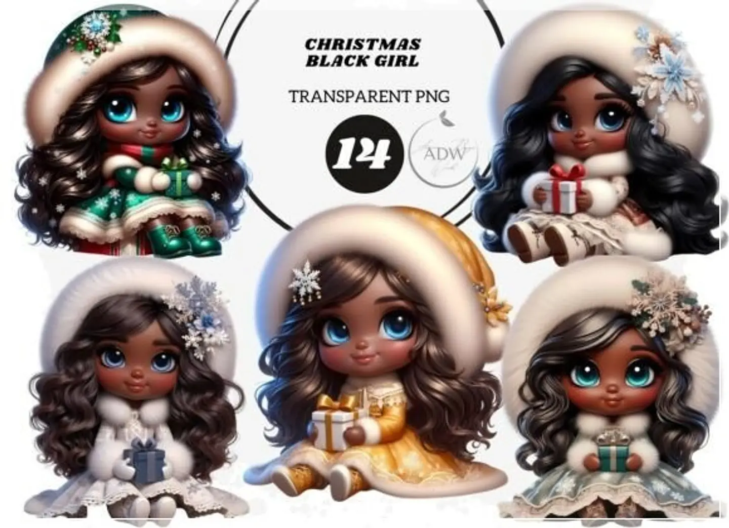 Kit Digital Christmas Black Girl Natal 2 1