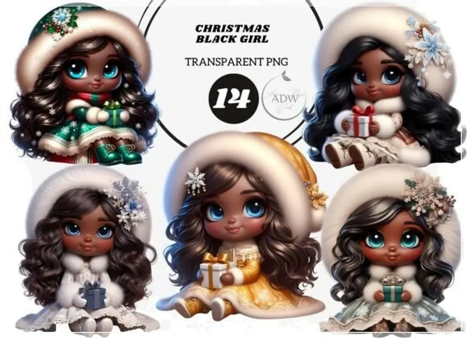 Kit Digital Christmas Black Girl Natal 2 1