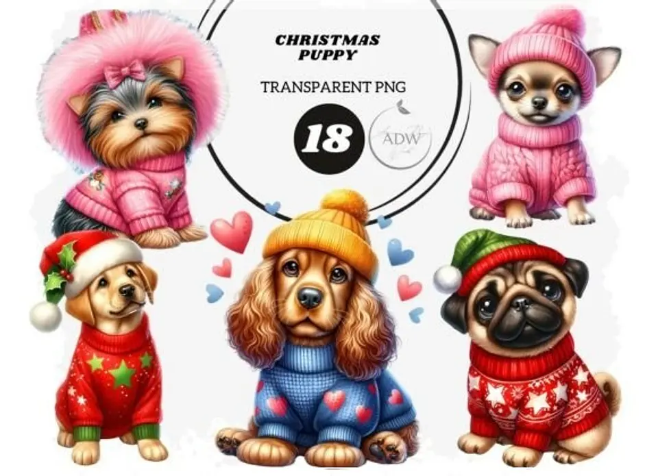Kit Digital Christmas Puppy Natal 1 1