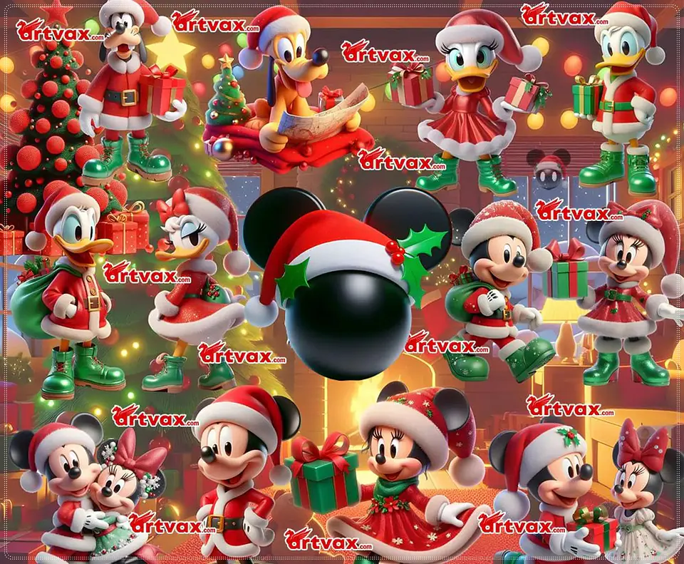 Kit Digital Mickey e Amigos Natal 1 1