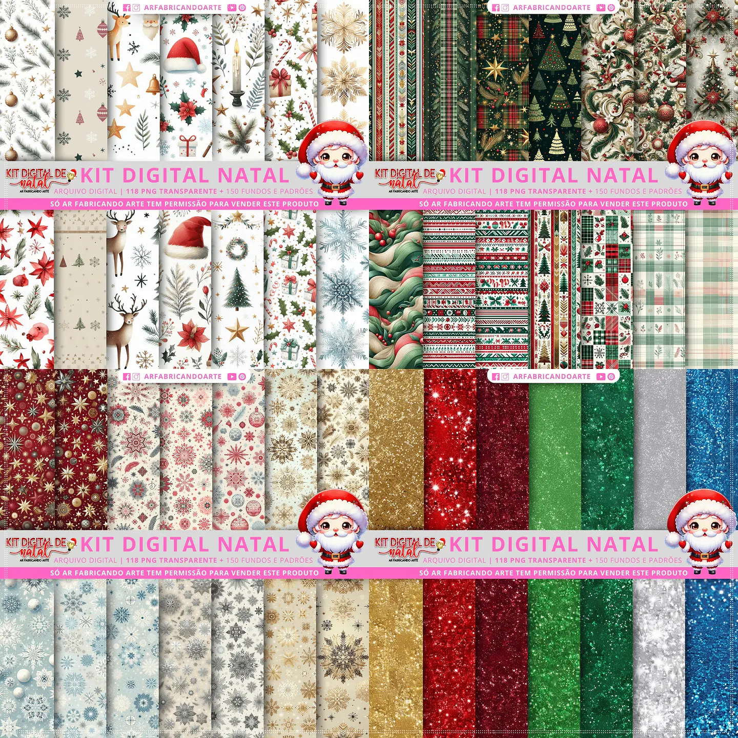 Kit Digital Papéis Padrões e Texturas Natal 2 1