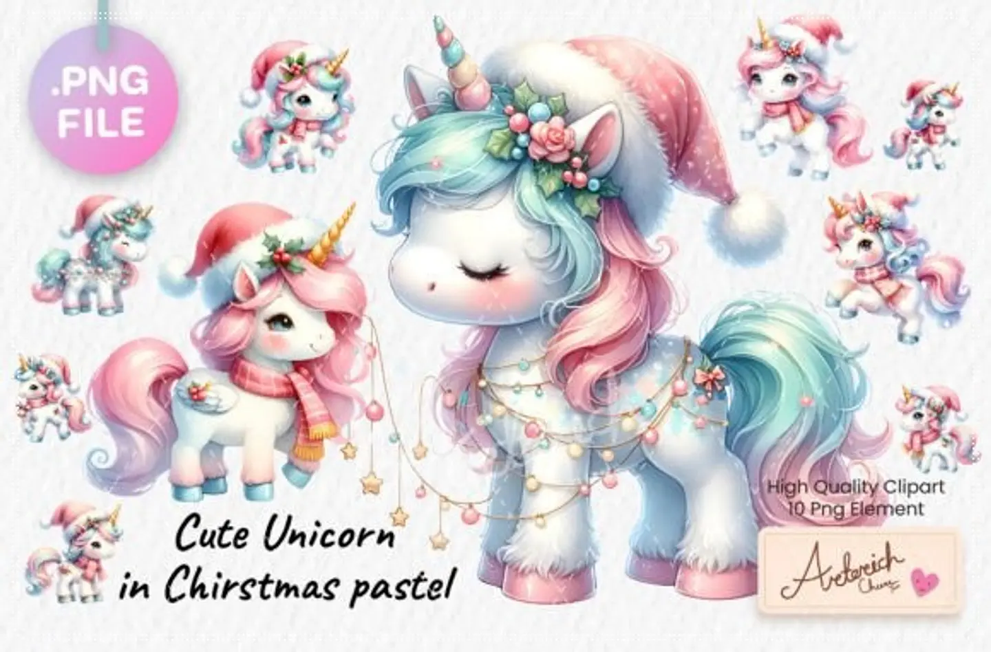 Kit Digital Cute Unicorn in Chirstmas Natal 2 1