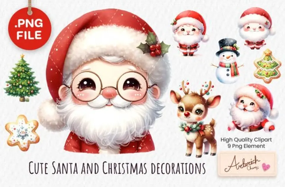 Kit Digital Cute Santa and Christmas Decorations Natal 1 1