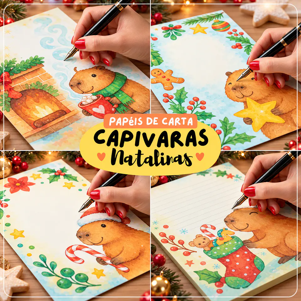 Encadernação - Papeis de Carta Capivara Natal 2 1