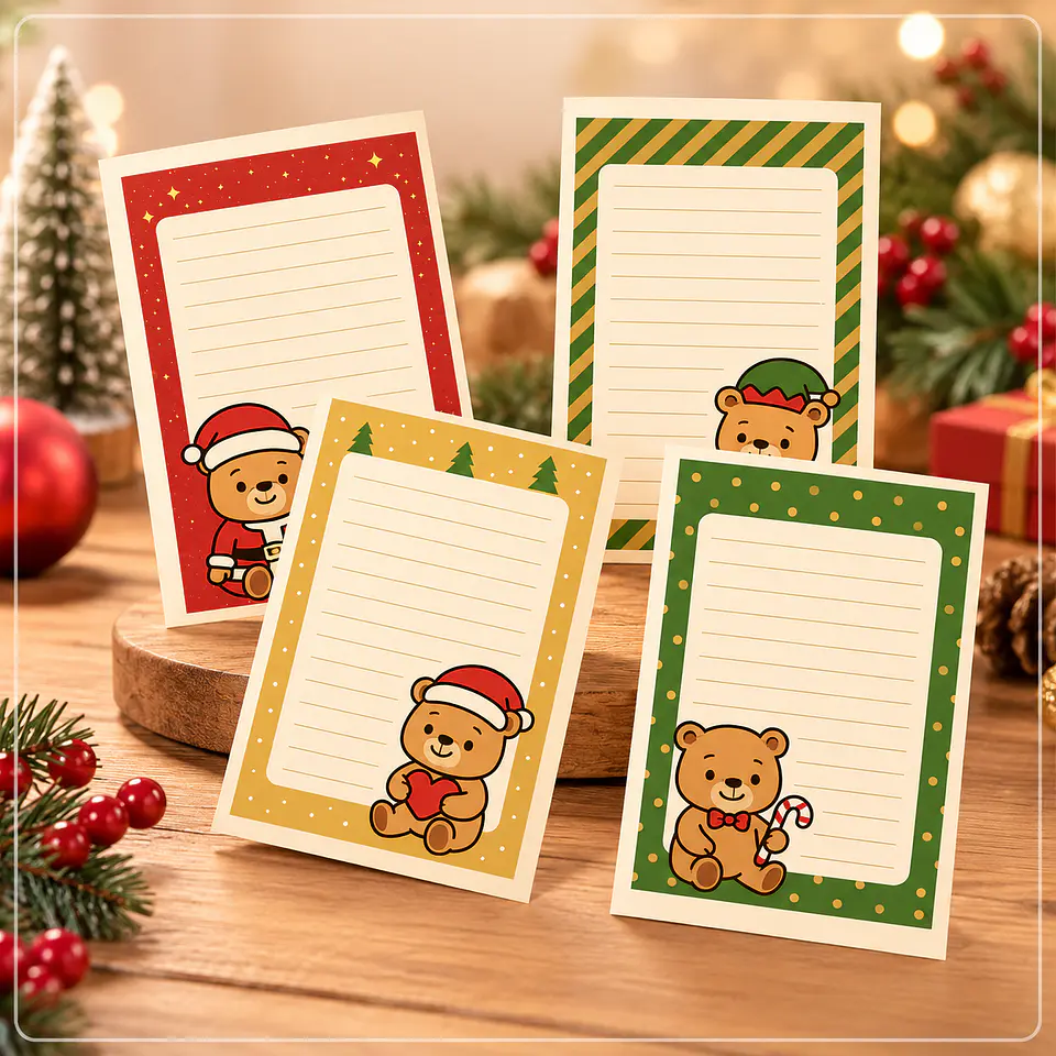 Encadernação - Papel de Carta Natal Ursinho 1