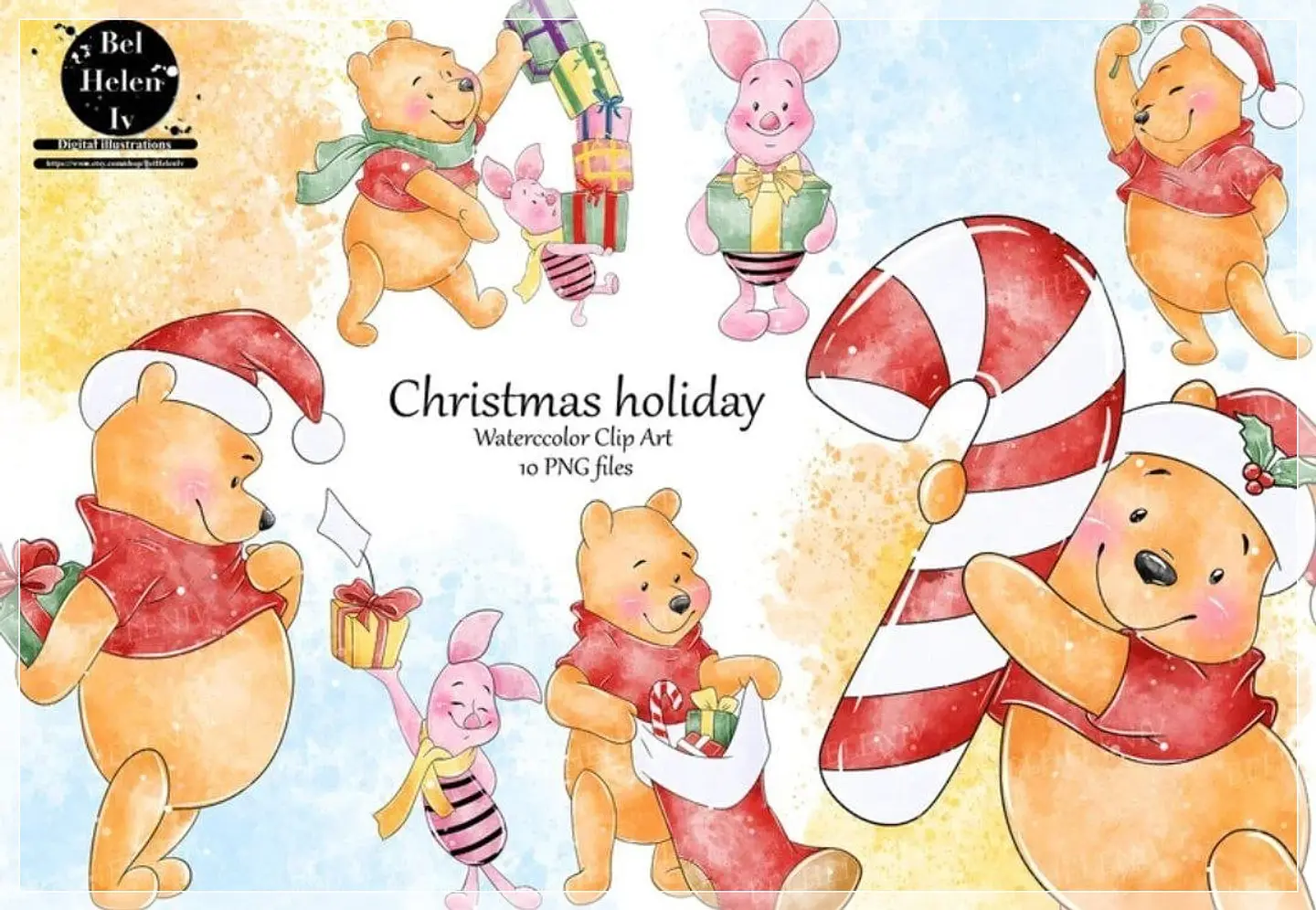 Kit Digital Christmas Ursinho Pooh Natal 4 1