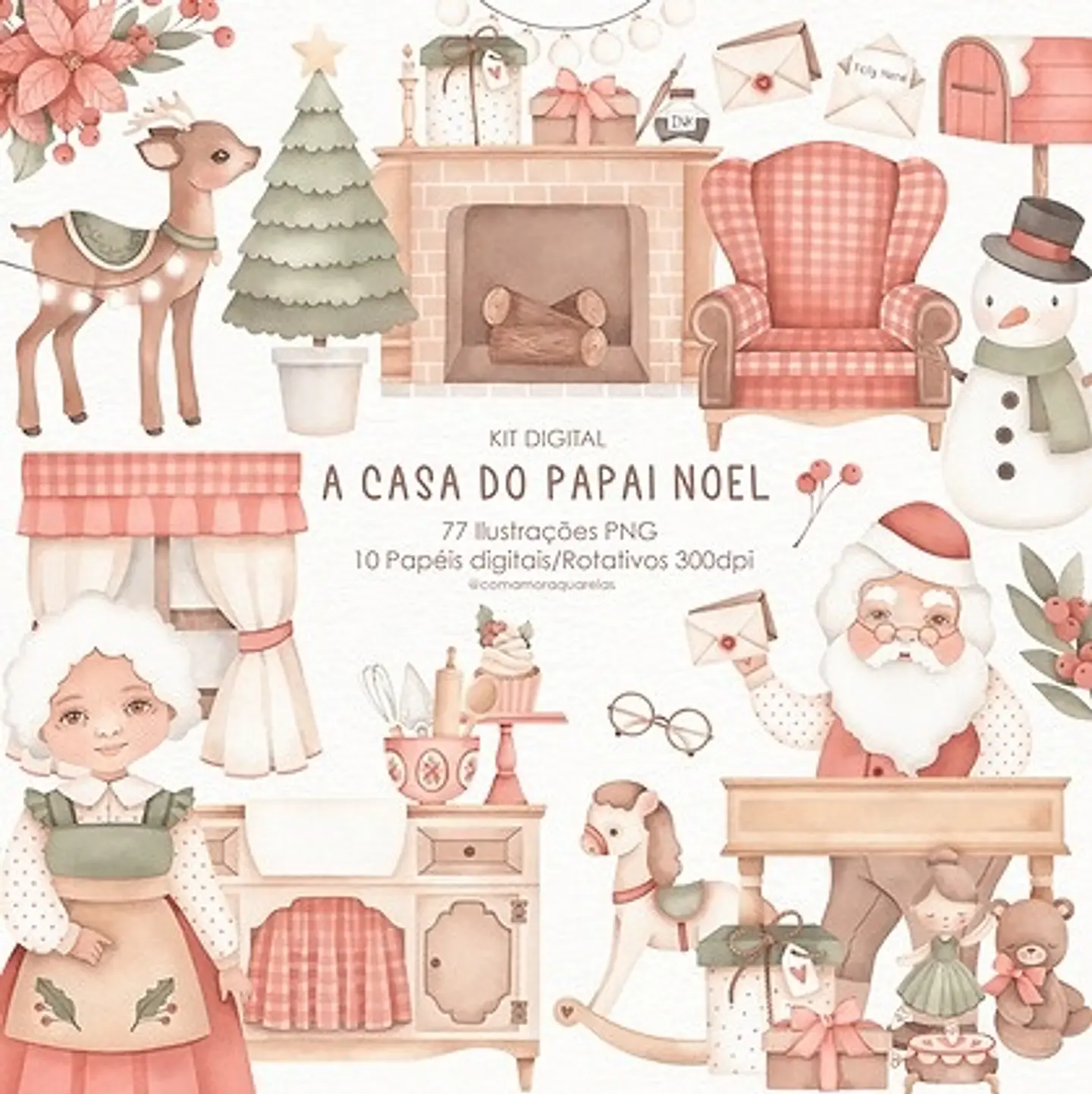 Kit Digital Dg Lar do Papai Noel Natal 1 1