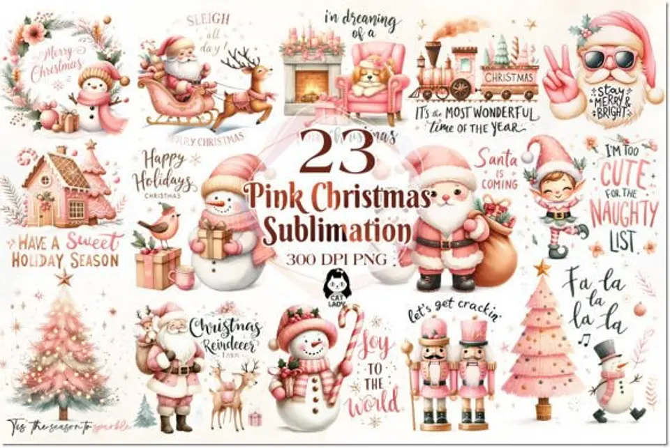 Kit Digital Pink Christmas Natal 5 1