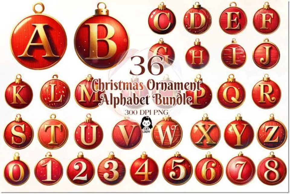 Kit Digital Christmas Ornaments Alphabet Natal 2 1