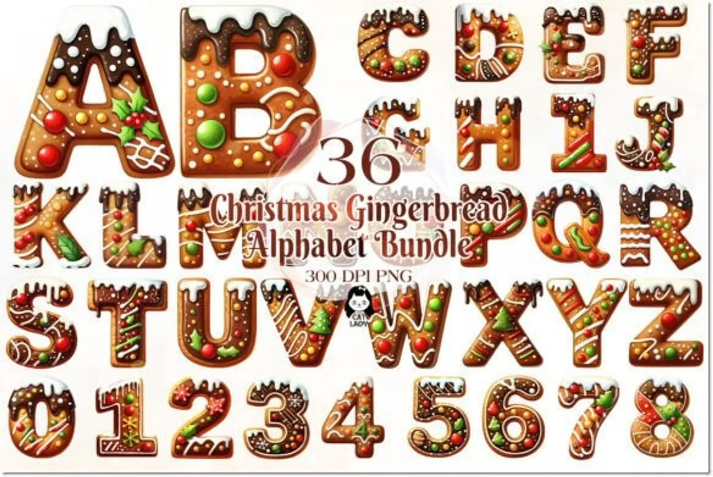 Kit Digital Christmas Gingerbread Alphabet Natal 1 1