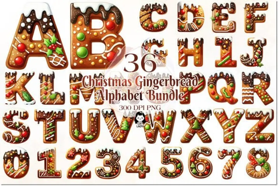 Kit Digital Christmas Gingerbread Alphabet Natal 1 1